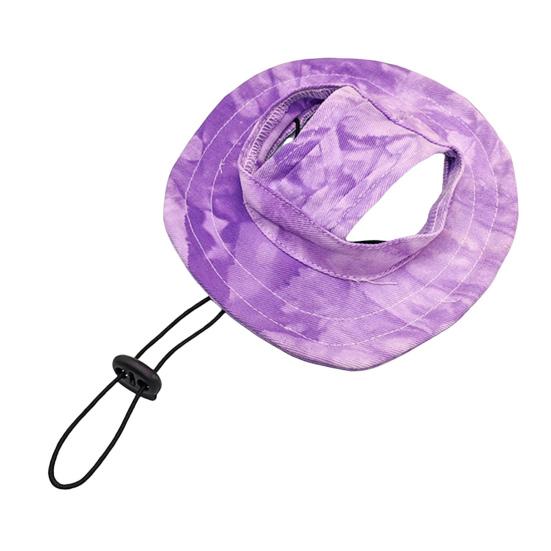 Sonnenhut für Haustiere, Batik-Sonnenhut für Hunde mit Ohrloch, runde Krempe, für Haustiere