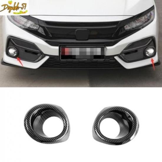 For Honda Civic Hatchback 2017- Carbon Fiber Front Fog Light Lamp Ring Trim