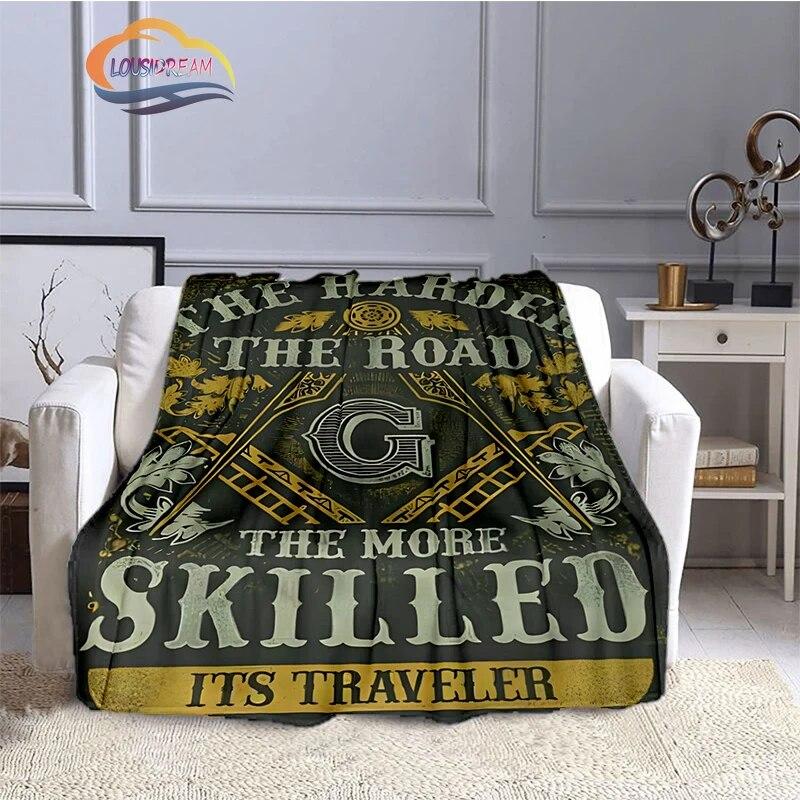 Fashion Patterns Masonic Portable Sofa Blanket Freemason Flannel Warm Four Seasons Camping Blanke Freemasonry Multi Size Blanket