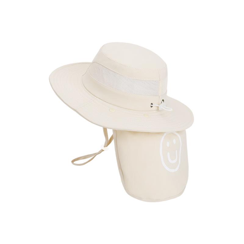 Summer Children's Hat Outdoor Outing Visor Solid Color Breathable Sunscreen Hat Large Brim Shawl Neck Bucket Hat
