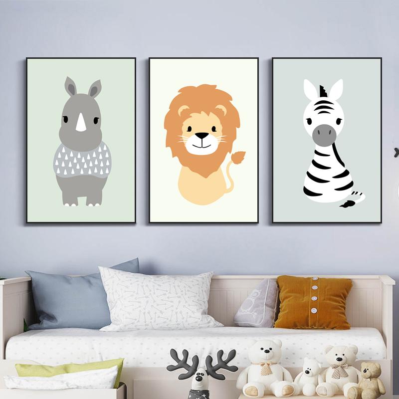 Tierdekorationsblätter, Bild, Wandkunst, Poster, Kinder-Leinwände, Zimmergemälde für Kinderzimmer, dekorative Drucke, Wandposter, ohne Rahmen