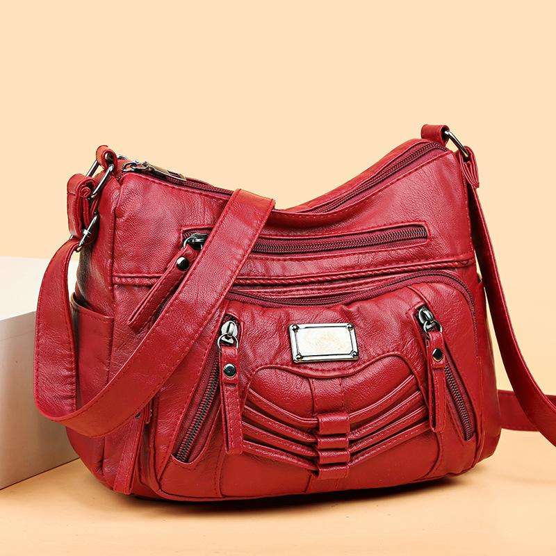 Fashion Trend Four Seasons Soft Leather Multi-layer Multi-pocket Car Sewing Multi-layer Single Shoulder Crossbody Bag Women's Bag