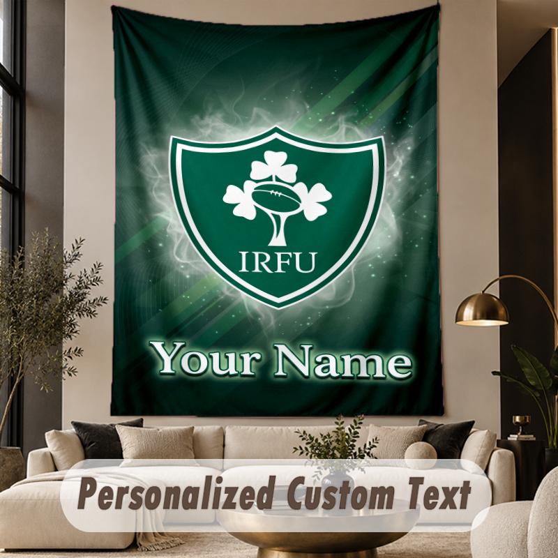 Custom Text Tapestry Ireland Rugby Print Wall Tapestry Indoor Living Room Wall Decor