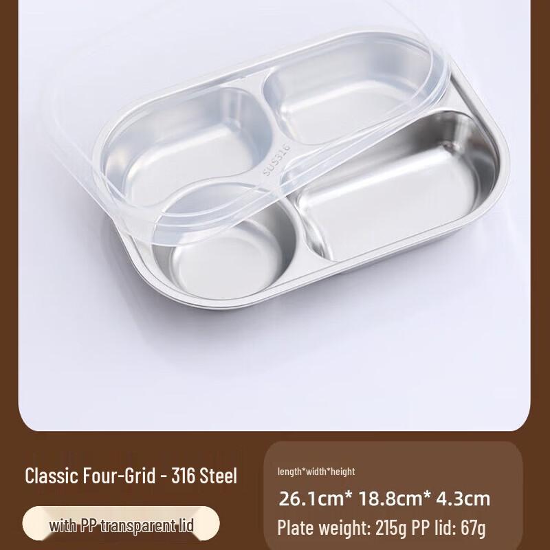 Tian Yajing Stainless Steel Compartmented Lunch Plate