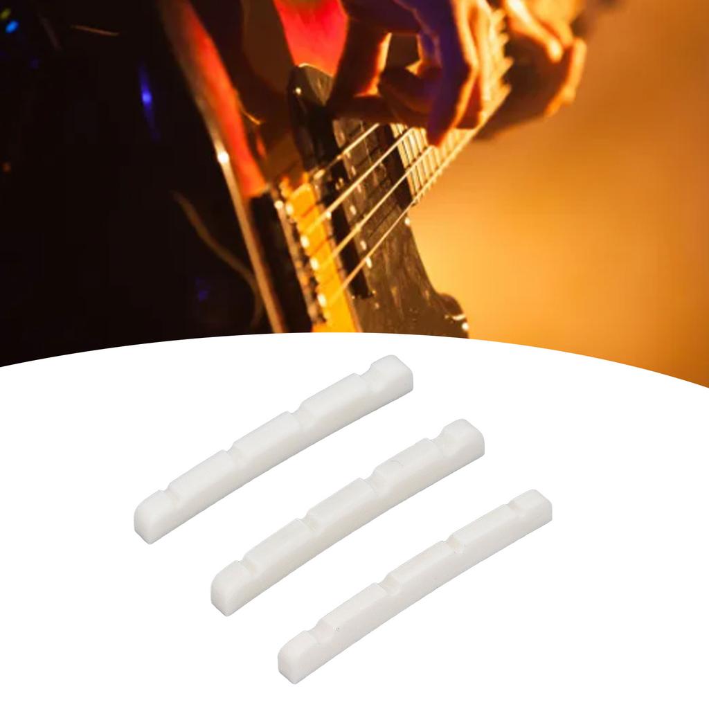 3Pcs Curved Bottom Bass Nut 4 String Slotted Bone Bass Nut Replacement for