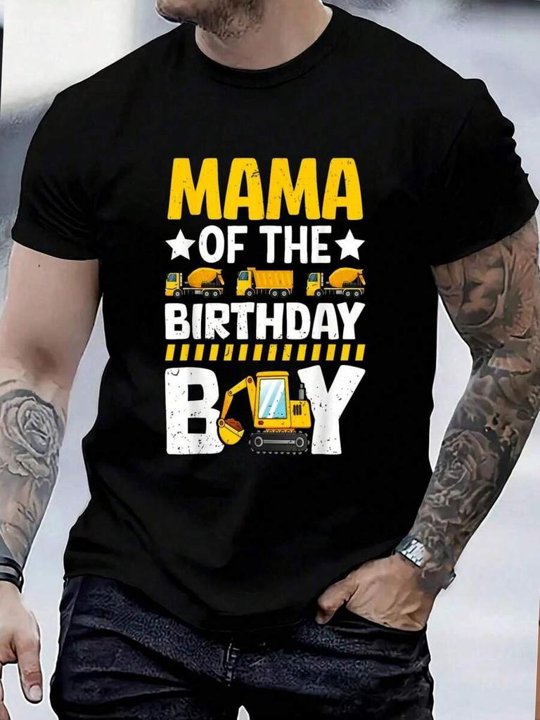 100 Cotton Mom Of The Birthday Boy Construction Theme Party Matching Tshirt Unisexs Graphic Tee Causal Tops Fashion Tshirt Short