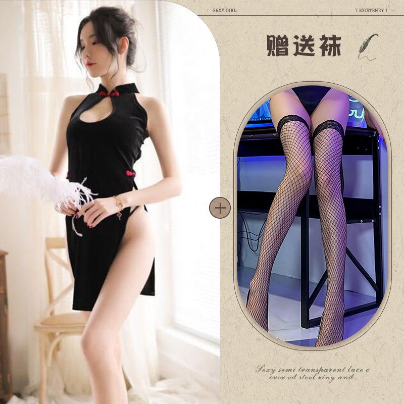 New sex underwear velvet retro women's cheongsam back strap girdle sexy hollow temptation