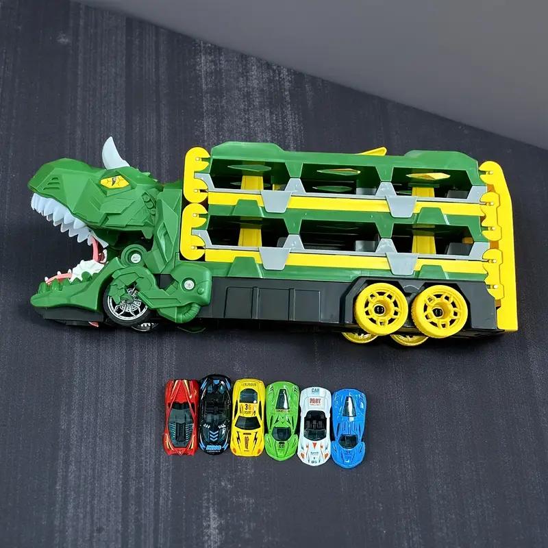 

Boy Plaything Transformed Catapult Plaything Car Plastic Dinosaur Swallowing Car Long Racing Double Track Foldable Truck & Recovery Alloy Car