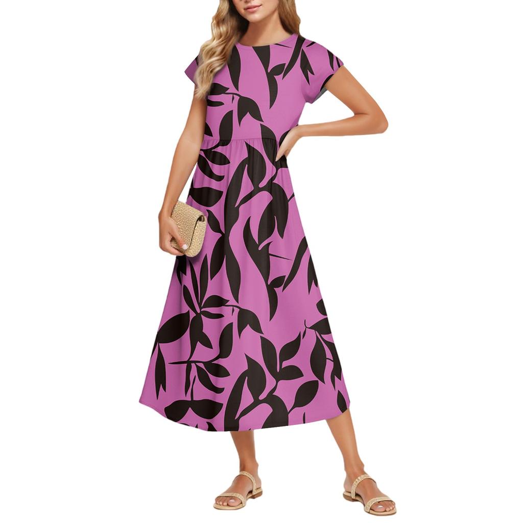 Women's Fashion Temperament Elegant Waisted Floral Casual Dresses