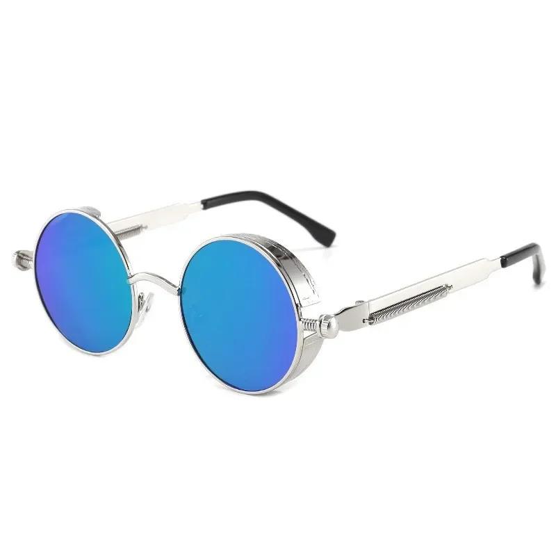 Metal Punk Sunglasses Men Women Vintage Round Designer Brand Fashion Sun Glasses High Quality Lentes De Sol Hombre