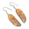 Natural Picture Jasper Gemstone 925 Sterling Silver Jewelry Earring 2.01" AEE-10731