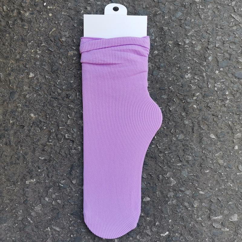 Women's Summer Thin Allpurpose Solid Color Retro Vertical Stripe In The Long Tube Pile Socks