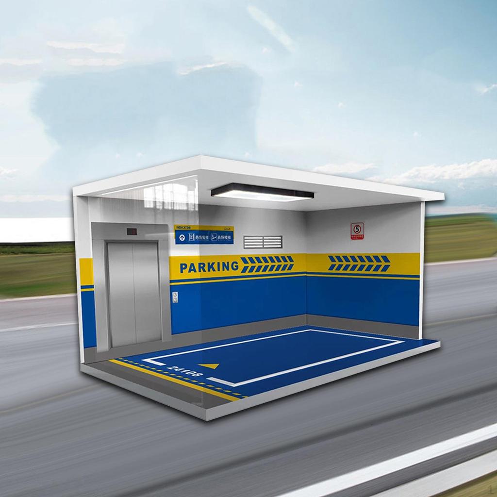 1/18 Acrylic Display Case for Diecast Cars with Illuminated Parking Scene