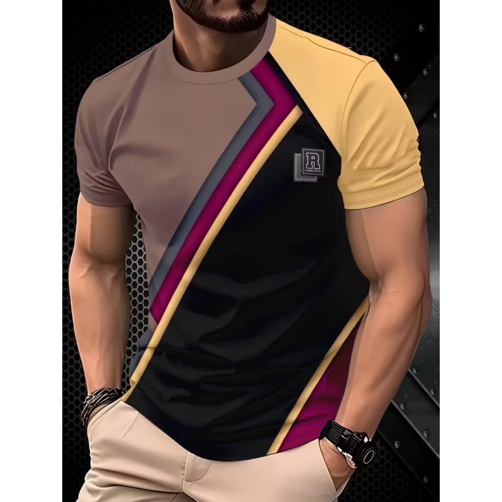 3D Print Mens O-Neck Short Sleeved Tee Street Daily Fashion T-Shirt for Men Oversized Summer Tops
