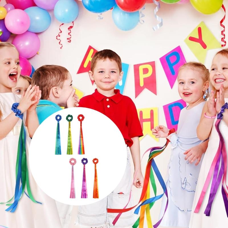 6Pcs Rainbow Dance Ribbons Handheld Rhythm Streamers Gymnastics Dance Decorations For Parties And Training Enduring