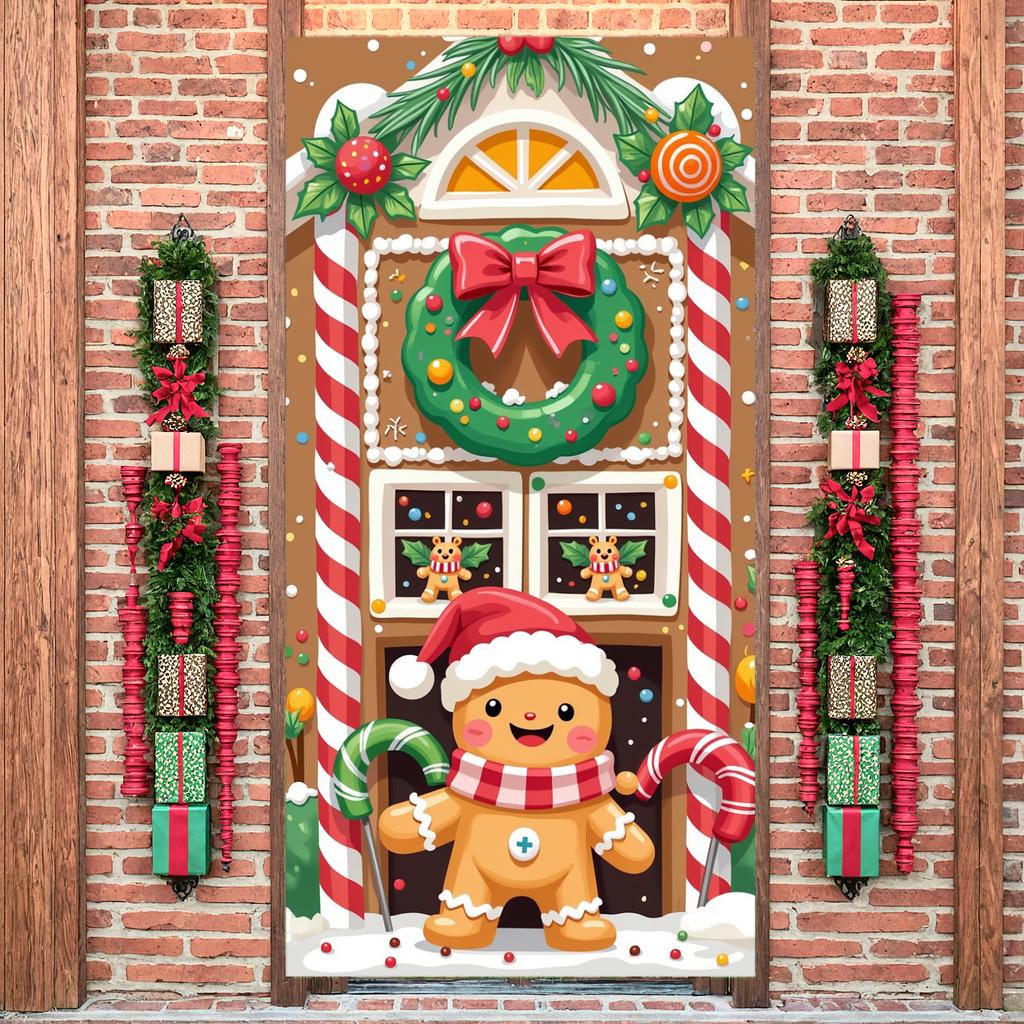 Decorazioni Natalizie Ghirlanda Natalizia Decorazione Ghirlanda Stendardo Festivo Tema Pan di Zenzero Babbo Natale Per Evento di Riunione Festiva