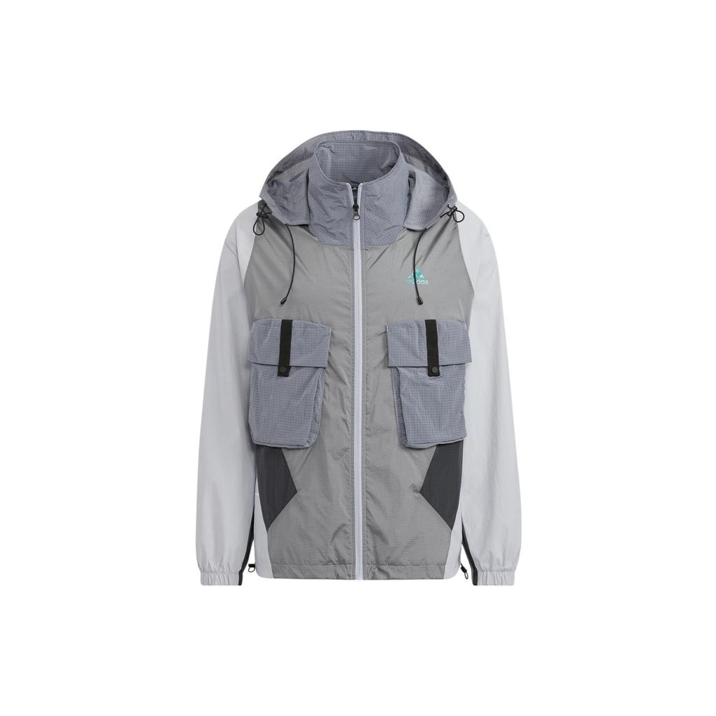 Adidas Energy Wave Jacket With Multiple Pockets And Zippered Hood Men Jackets Light-Silver HR4444