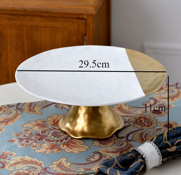Golden High Footed Fruit Plate Ceramic Decorative Plate Snack Tray Refreshment Tray Dessert Bowl Cake Stand Pastry Plates Dish