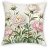 1/4 Stück Aquarell Pfingstrose Floral Kissenbezüge 2D Flachbedruckt Dekorative Kissenhüllen für Zuhause Sofa Schlafzimmer Kissenbezug