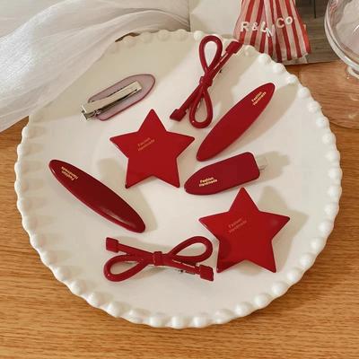 Nuovo Fermaglio per Capelli Rosso Dolce Francese con Fiocco Grande per Donna Carino Versatile Frangia Clip Laterale Forcina Accessori per Capelli per Ragazze