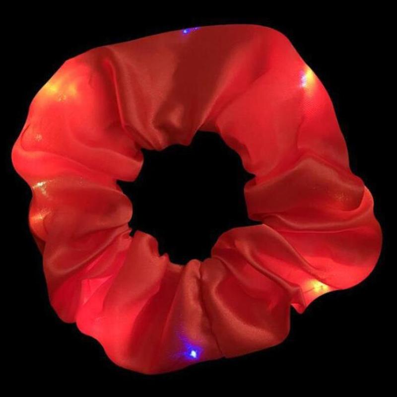 Popular Flashing Light Up hair tie LED Luminous scrunchies Women girls glowing Scrunchy Hair Rope Halloween luminous hairband