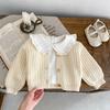 Internet Celebrity Trendy Style Baby Girl Infant Pearl Knit V-neck Sweater Newborn Long Sleeve Cardigan