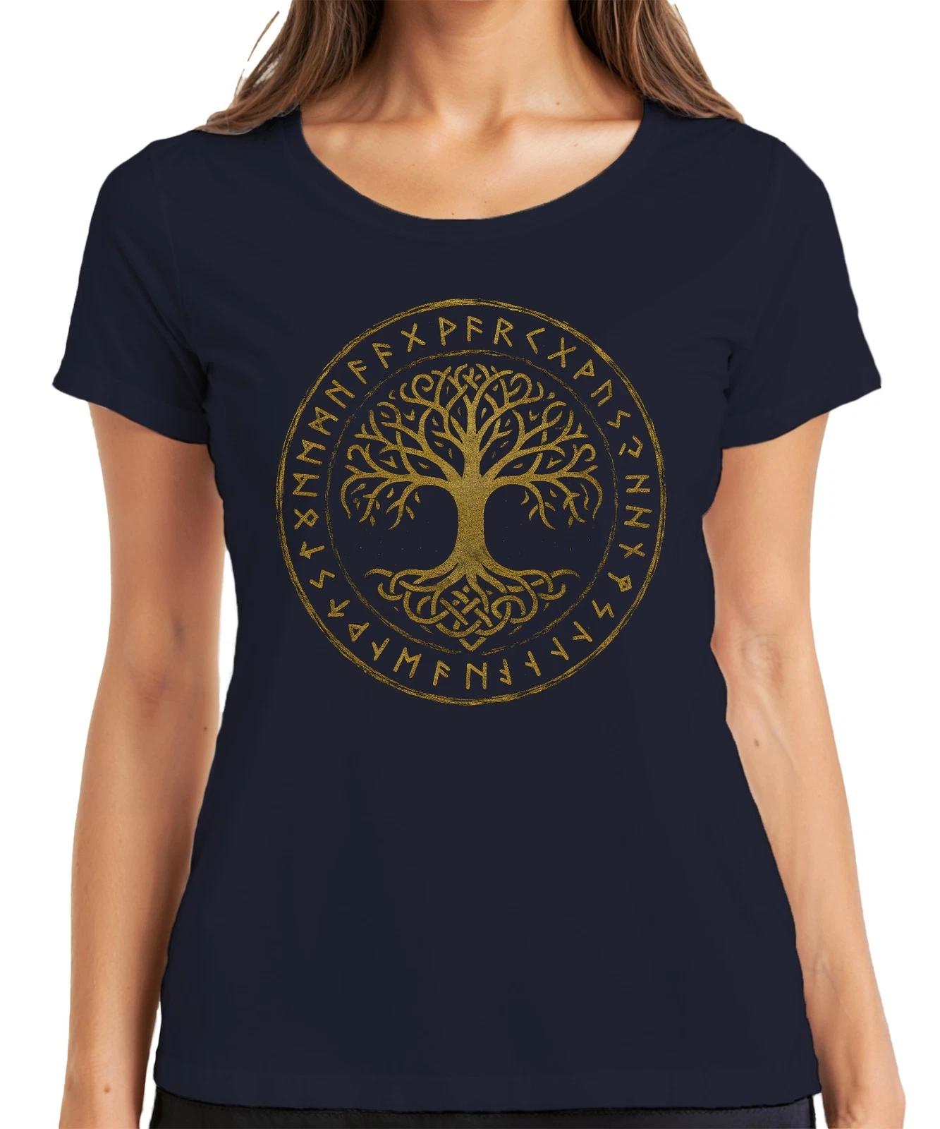 Yggdrasil Baum des Lebens keltisch nordisch Runen Mystik Wikinger Damen T-Shirt XXXL