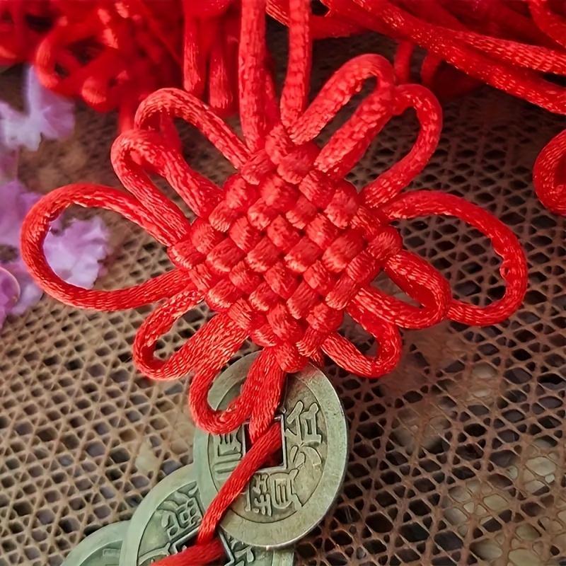 Lucky Red Chinese Knot with 5 Coins Feng Shui Wealth Pendant,for home and office decoration,  for Valentine's Day or New Year gifts