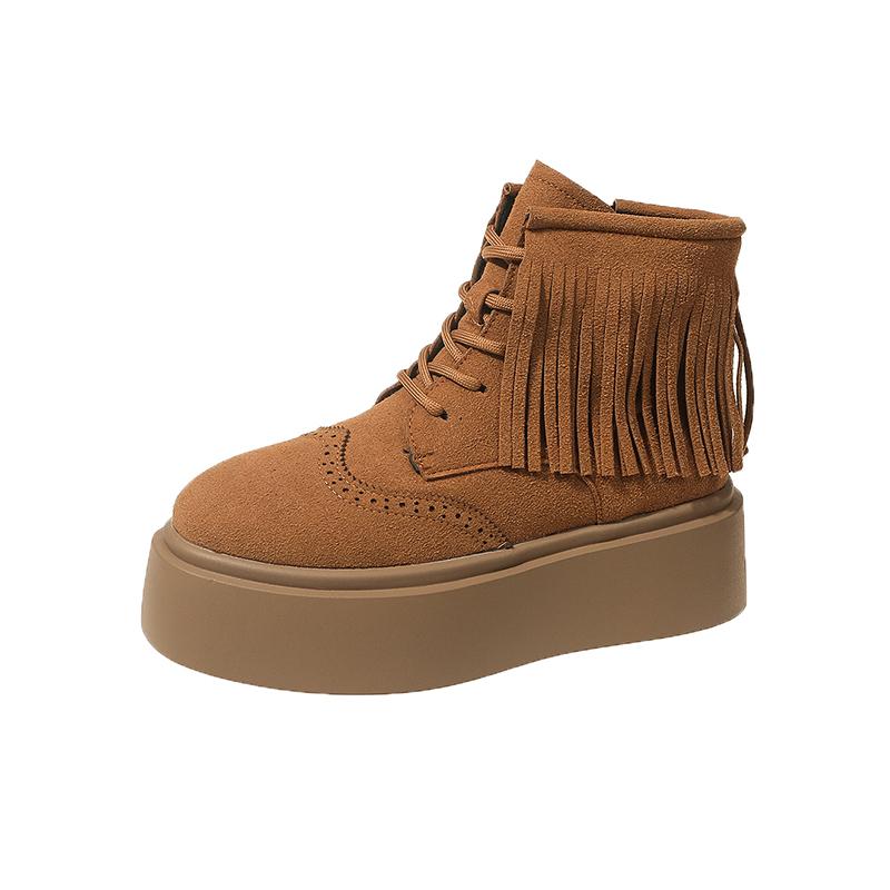 Fashion 2024 New Autumn Thick-soled Women's Fashionable and Casual Solid Color Short-leg Ankle-length Fashion Boots