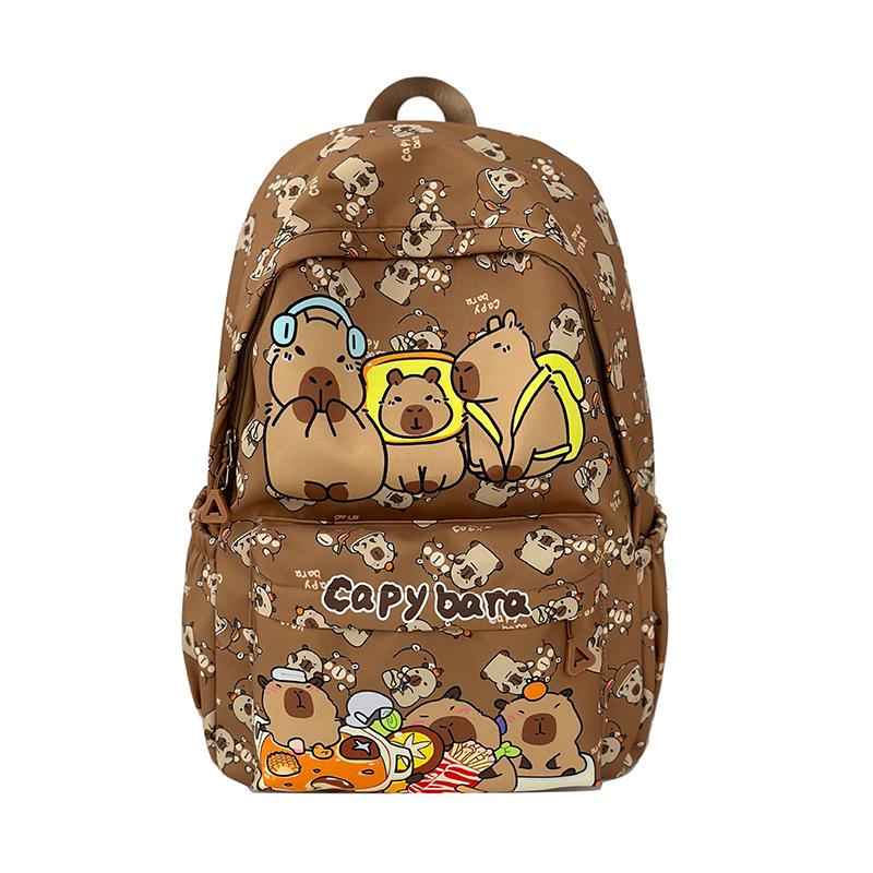 Printed Capybara Backpack Outdoor Breathable Large Capacity Travel Bag Schoolbag
