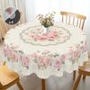 1 Stück Feder Runder und Quadratischer Tischdecke + 4 Stück Selbstklebend, 5 Größen, Retro Rosenmuster Gedruckt Dekorative Tischdecke, Muttertags