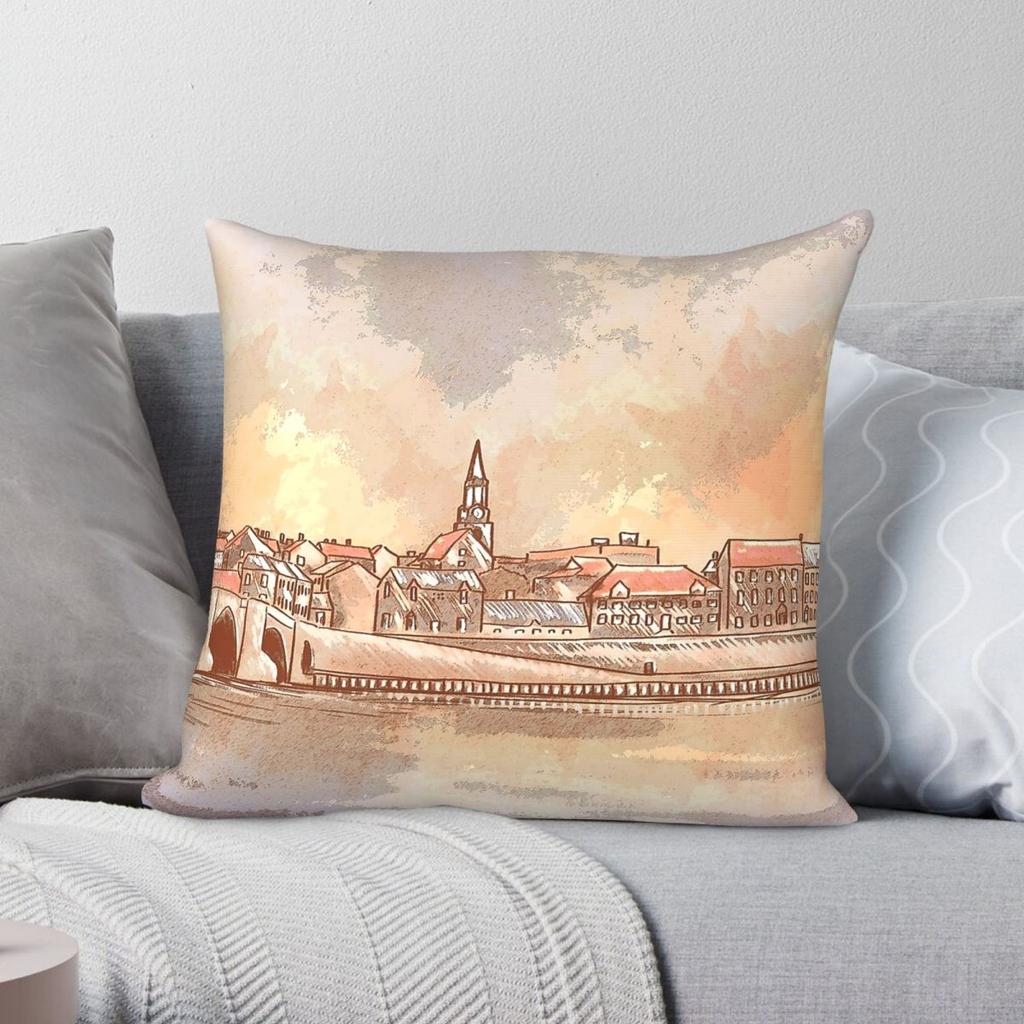 BerwickuponTweed Northumberland Square Pillowcase Polyester Linen Velvet Creative Zip Decorative Pillow Case Sofa Cover