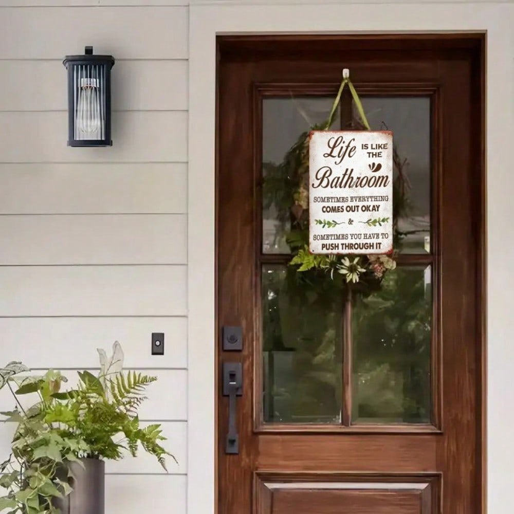 Humorous Bathroom Metal Plaque, Vintage "Life Analogy Comedy" Decor, Home Art Accent for Comedy Fan & Quirky Style Enthusiast