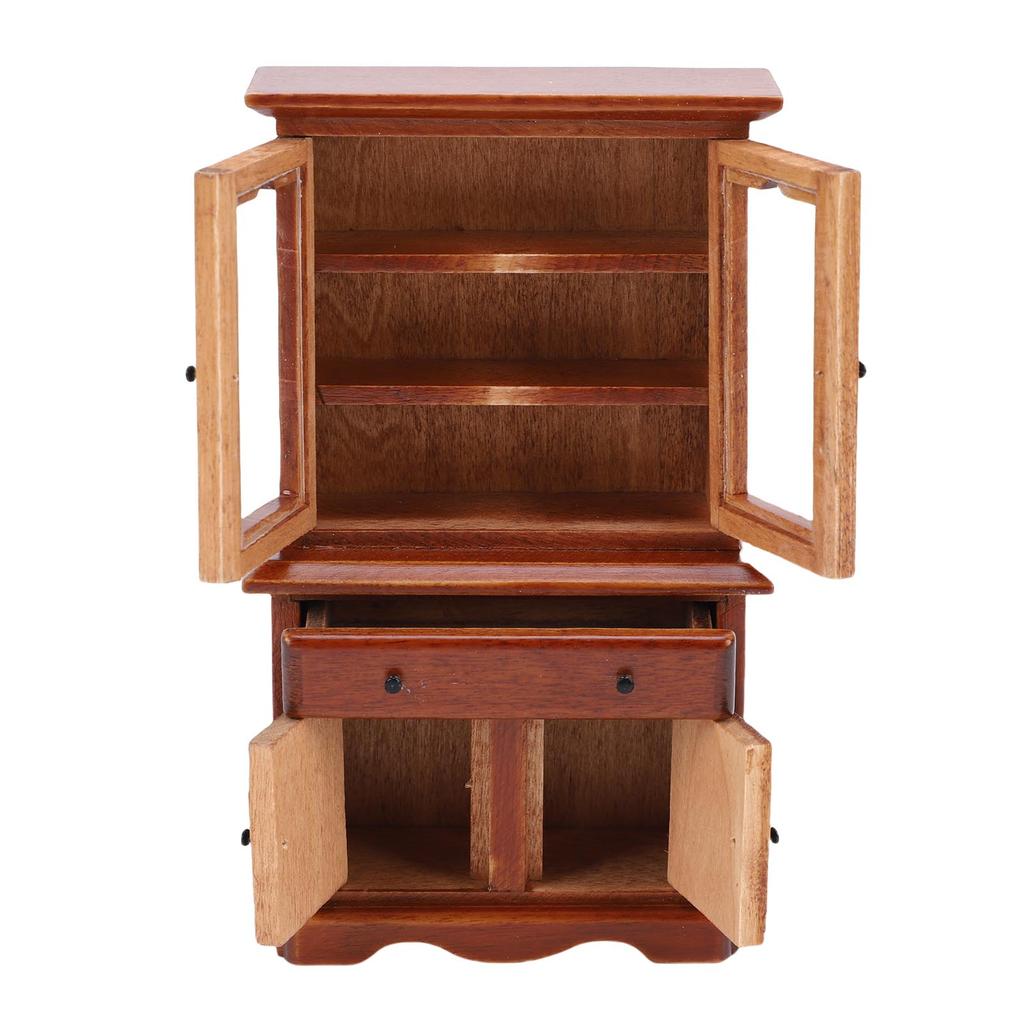 1:12 Dollhouse Cabinet Wooden Multifunctional Decorative Doll House Furniture Photo Prop
