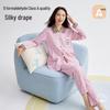 Women's Autumn Sweet Bear Embroidery Tencel Cotton Pajama Set