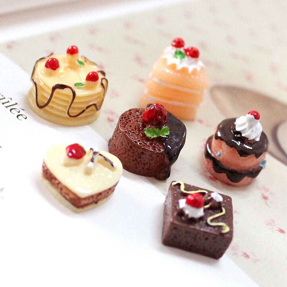 6pcs Dollhouse Mini Cakes Dessert Cupcake Mini Cake Toys Doll Foods Bakery Cake