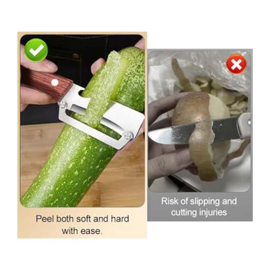 Gemüseschäler mit ergonomischem Griff 2-in-1 Flaschenöffner Rutschfester Küchenschäler Scharfe Breite Klinge Schnelles Schäler Werkzeug