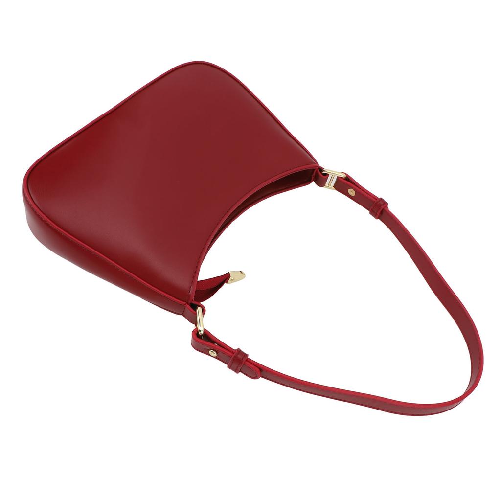 Women Shoulder Bag Retro Underarm Purse Small Handbag Lady PU Leather Vintage Bag with Adjustable Strap Red