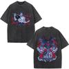 Washed Anime Black Clover Logo Graphic Print T-shirt Harajuku Summer Fashion Casual Cotton Oversized T-shirts Tops Streetwear