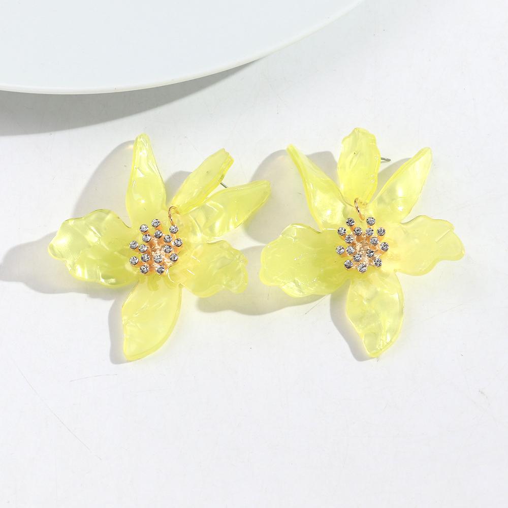 Statement Colorful Acrylic Large Flower Earrings for Women Fashion Resin Geometric Floral Drop Earring Popular Jewelry Gift