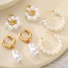 6pcs Vintage Baroque Pearl Drop Earrings Set for Women Europe and America Luxury Gold Color Dangle Earrings Elegant Jewelry New