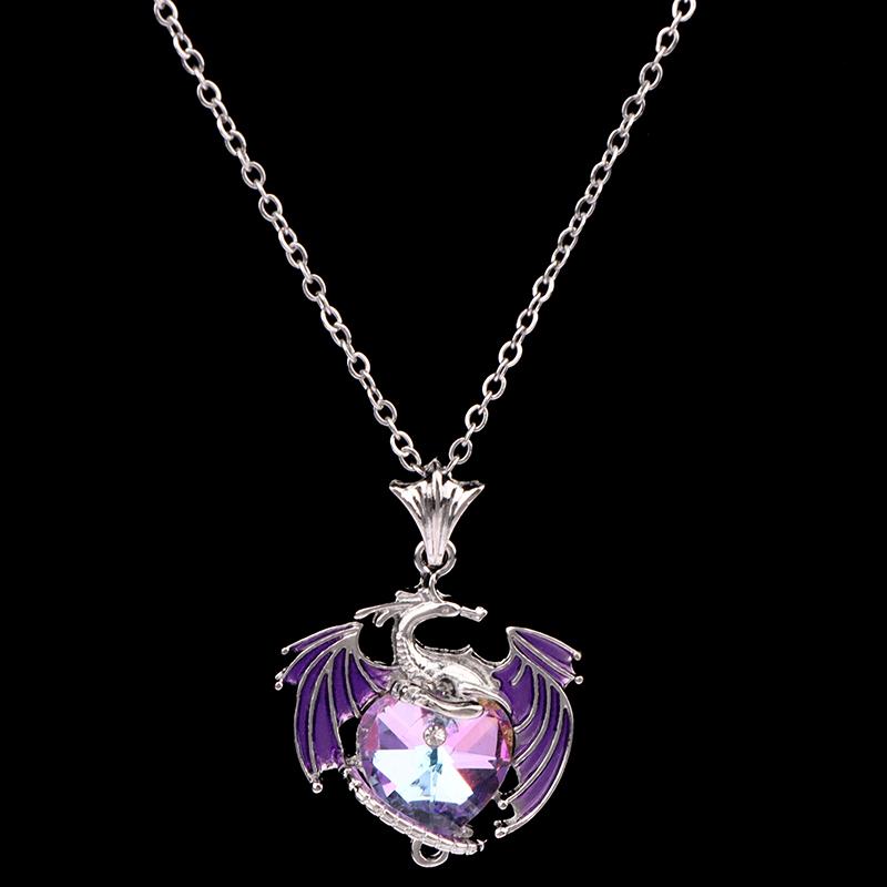 Exquisite  Color Dragon Pendant Necklace For Women Blue Purple Dragon Necklace Cute Dragon Party Jewelry Gift