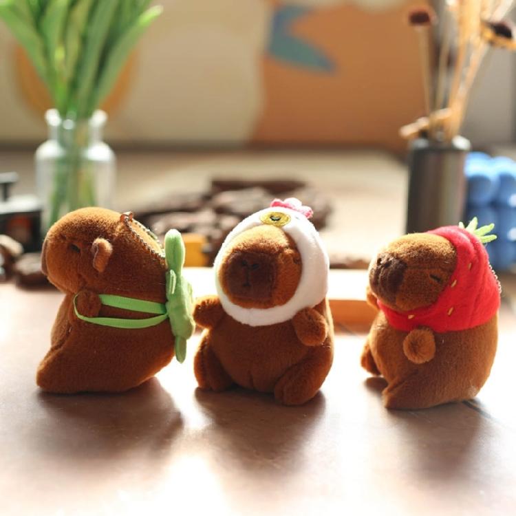 Cute Capybara Keychain Plush Bag Charm Accessory Adorable Stuffed Doll Keyring