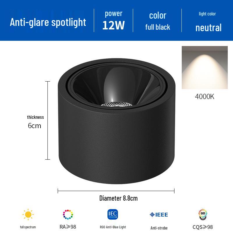 Ultra-Thin Adjustable Angle Anti-Glare Bullseye Spotlight for Living Room Ceiling