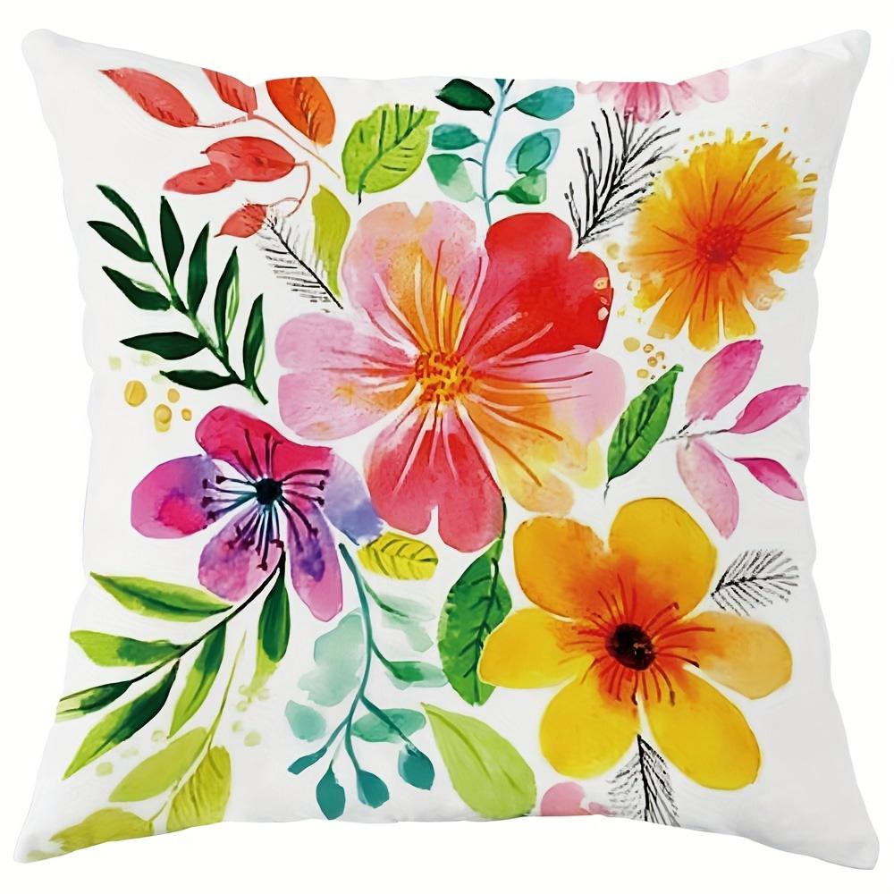 Watercolor Multicolor Floral Pillow Cases - Artistic Home AccentsLiving room sofa cushion cover, bedroom room decoration
