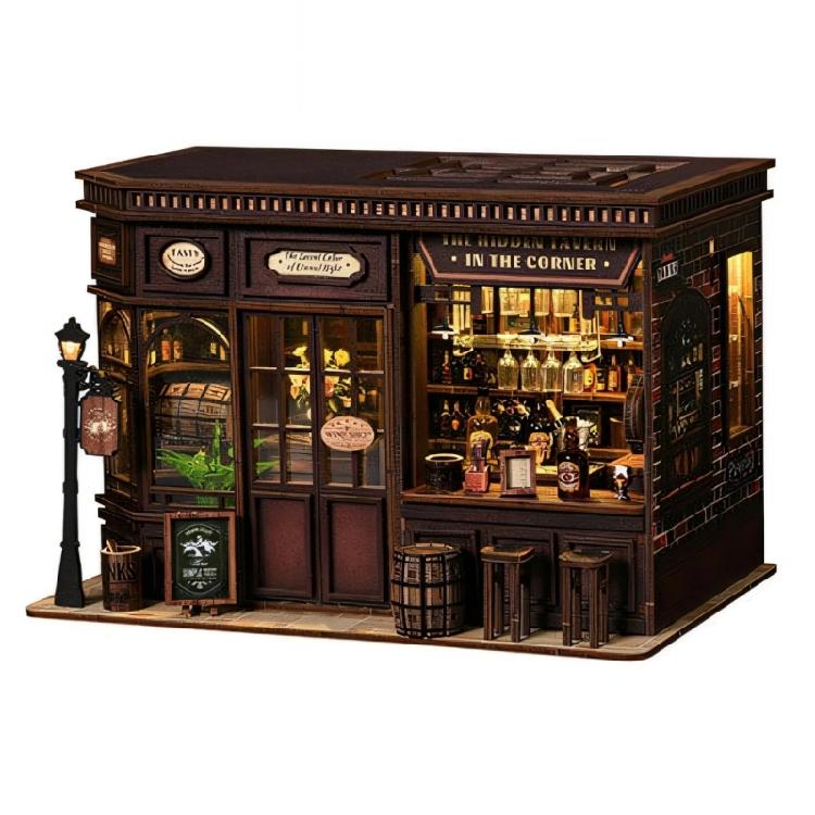Wooden Miniature House Craft Book Nooks Kits Antique Bistro Doll House Assembly Set Toy For Crafts Lover And Collector
