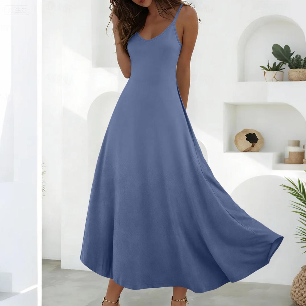 Summer Dresses For Women Dresses Long Flowy A Line Sleeveless Sundresses With Pockets