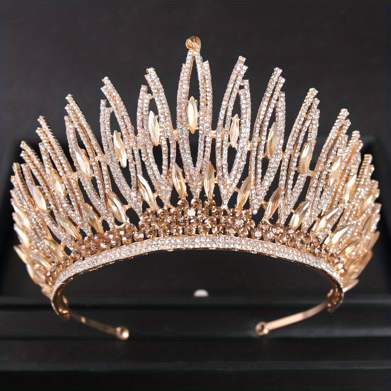 Corona Nuziale Accessori per Capelli Matrimonio d'Oro Strass di Cristallo Tiara e Corone da Sposa Accessorio per Capelli Diadema Ornamento per Capelli