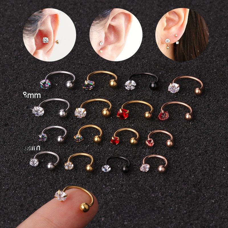 

Hot-Selling Zircon C-Shaped Nose Stud Stainless Steel Screw Ear Bone Jewelry 6mm