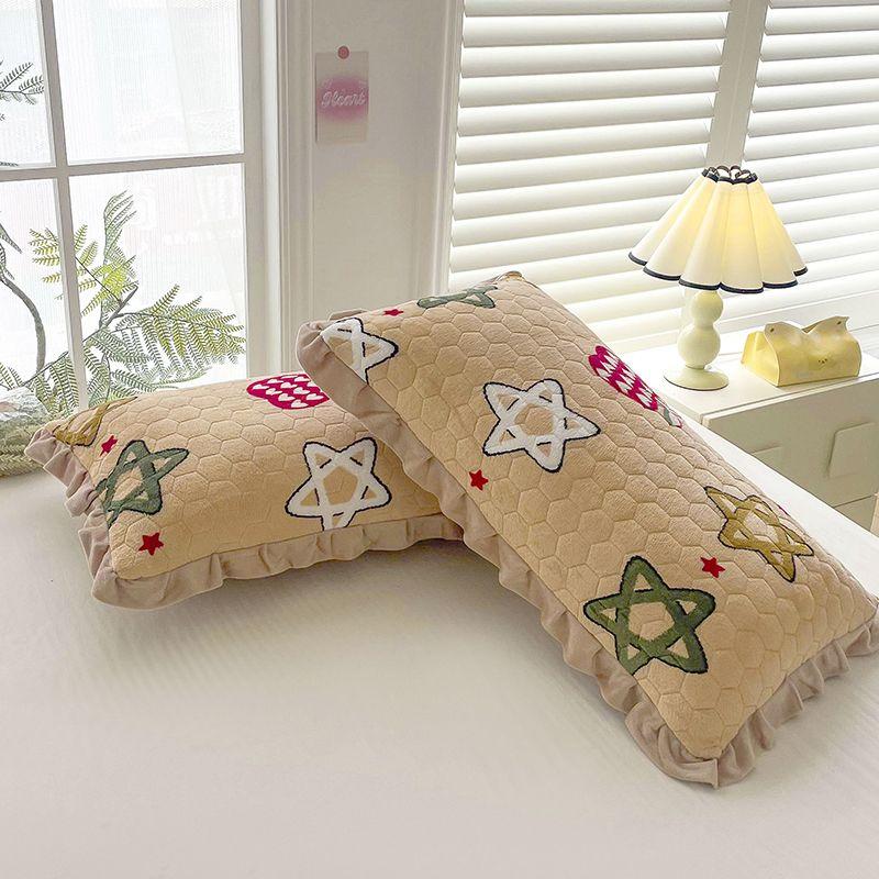 

Комплект наволочек из утолщенного молочного бархата для домашнего использования зимой, наволочка из кораллового бархата с подушкой-сердечником 48*74cm-2pcs